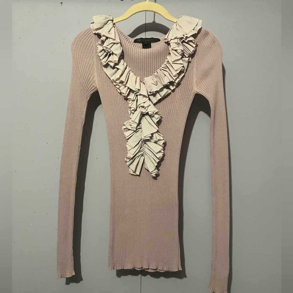 Marc Jacobs Ruffle Ribbed Top